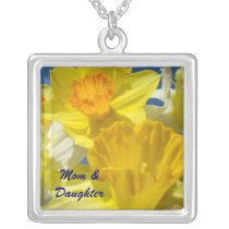 Mom & Daughter necklace gift Yellow Daffodils