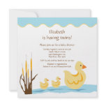 Mom Duck & Baby Duck Twins Baby Shower invitations