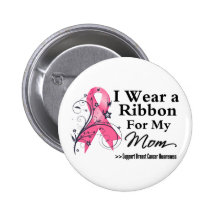 Mom Floral Ribbon - Breast Cancer Pins
