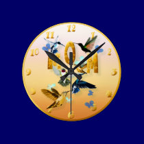 MOM-For to the birds on yellow wall clocks