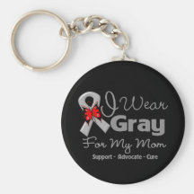 Mom - Grey Ribbon Awareness Keychains