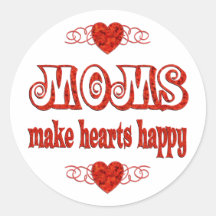 Mom Hearts Round Sticker