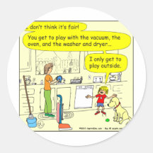 Mom! It is not fair! Cartoon Round Stickers