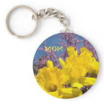 MOM keychain gifts Yellow Daffodil Flowers Floral
