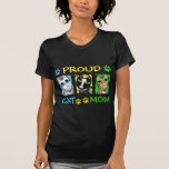 Mom of Cats Triptych on Dark T-Shirt