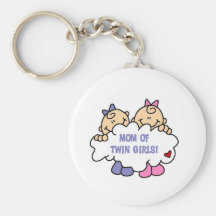 Mom of Twin Girls Key Chain