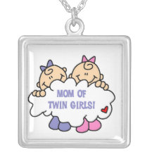 Mom of Twin Girls T-shirts and Gifts Custom Necklace