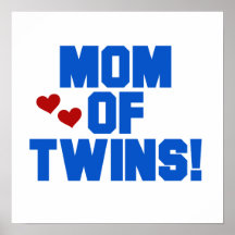 Mom of Twins Blue Text Gifts Print