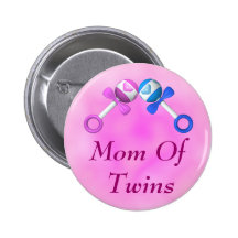 Mom of Twins Button (boy, girl)