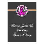 mom pink ribbon and stripes awareness invitations
