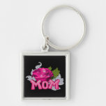 Mom & Pink Tattoo Rose Diamond Key Chain