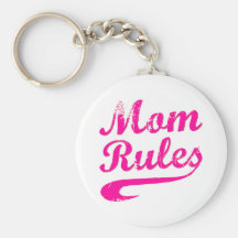Mom Rules Funny Saying Keychain