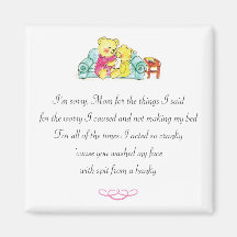 Mom Spit From Hanky Funny Teddy Bear Poem Magnet
