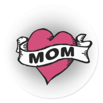 Mom Tattoo Round Stickers