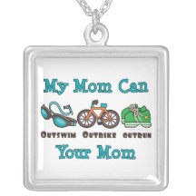 Mom Triathlon Sterling Silver Necklace