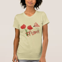 Mom With REd Tulip and Butterfly Shirt