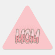 Mom with sunburst pink background triangle sticker
