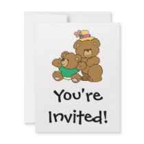Momma and Baby Boy Bear Custom Invitation