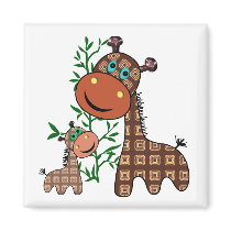 Momma and Baby Giraffe with Tree