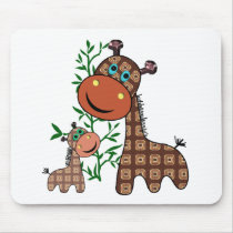 Momma and Baby Giraffe with Tree