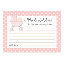 Mommy Advice Card Baby Shower Carriage | Pink Business Card