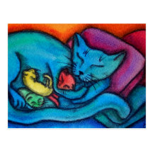 Mommy Cat Loves Her Kittens Post Cards