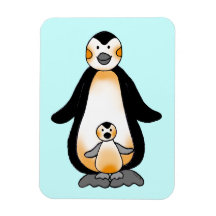 Mommy/daddy and baby penguin, baby shower rectangle magnet