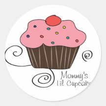Mommy's Little Cupcake Round Sticker