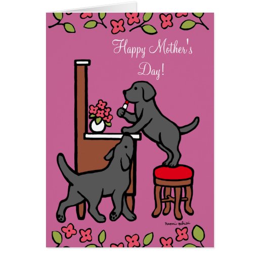 Mom's Black Lab Puppy Duo Greeting Card