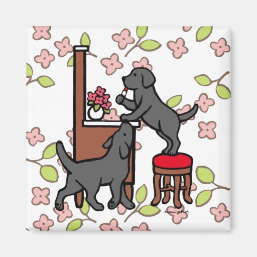 Mom's Black Lab Puppy Duo Refrigerator Magnets