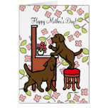 Mom's Chocolate Lab Puppy Duo Greeting Card