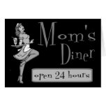 Mom's Diner Retro Waitress Black & White cards