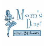 Mom's Diner Retro Waitress Blue t-shirts