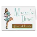 Mom's Diner Retro Waitress Brunette cards