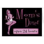 Mom's Diner Retro Waitress Pink cards