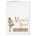 Mom's Diner Retro Waitress Sepia Orange Brown cards