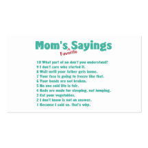Mom's favourite sayings on gifts for her. business card template