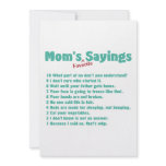 Mom's favourite sayings on gifts for her. invitations