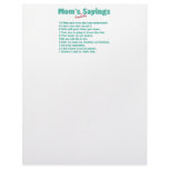 Mom's favourite sayings on gifts for her. letterhead