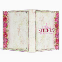 Mom's Kitchen Rose Embroidary Recipe Binder