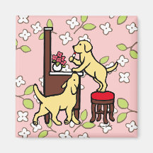 Mom's Yellow Lab Puppy Duo Refrigerator Magnets