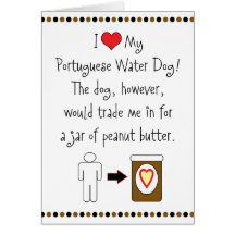 Mon chien d'eau de Portugais aime le beurre d'arac Cartes De Vœux