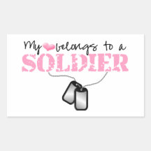 Mon coeur appartient à un soldat sticker rectangulaire