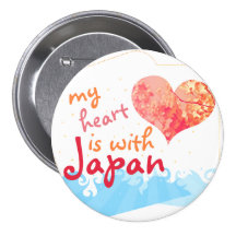 Mon coeur est avec le Japon Pin's Avec Agrafe