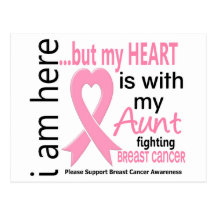 Mon coeur est avec ma tante cancer du sein carte postale