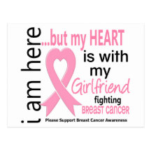 Mon coeur est avec mon cancer du sein d'amie cartes postales