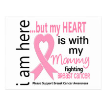 Mon coeur est avec mon cancer du sein de maman carte postale