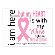 Mon coeur est avec mon cancer du sein d'épouse carte postale