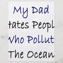 Mon papa déteste les personnes qui polluent l'océa tract