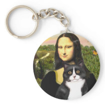 Mona Lisa - Am SH black and white cat Key Chain